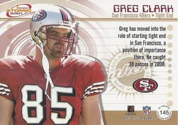 2001 Pacific Prism Atomic - Jersey Patches #145 Greg Clark Back