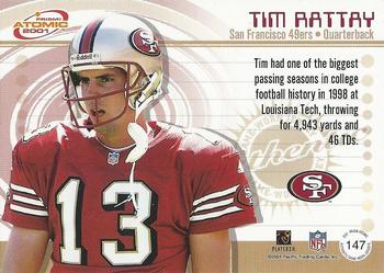 2001 Pacific Prism Atomic - Jersey Patches #147 Tim Rattay Back