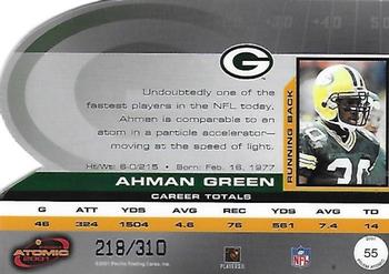 2001 Pacific Prism Atomic - Red #55 Ahman Green Back