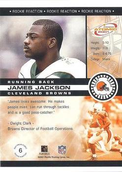 2001 Pacific Prism Atomic - Rookie Reaction #6 James Jackson Back