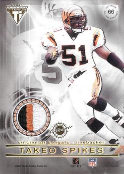 2001 Pacific Private Stock Titanium - Double-Sided Dual Game-Worn Jersey Patches #66 Marco Battaglia / Takeo Spikes Back