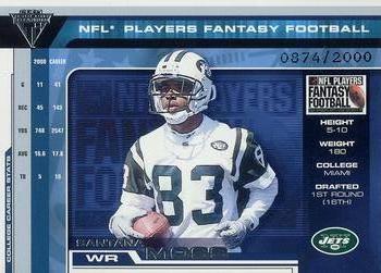 2001 Pacific Private Stock Titanium - 2002 Hawaii Trade Conference Players Fantasy Silver #17 Santana Moss Front