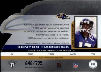 2001 Pacific Private Stock Titanium Postseason Edition #P6 Kenyon Hambrick Back