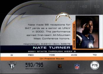 2001 Pacific Private Stock Titanium Postseason Edition #P78 Nate Turner Back
