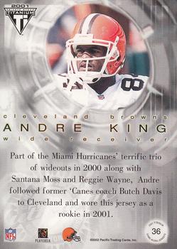 2001 Pacific Private Stock Titanium Postseason Edition - Jersey Patch Variations #36 Andre King Back