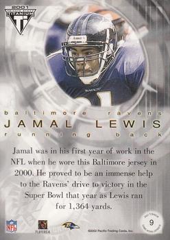 2001 Pacific Private Stock Titanium Postseason Edition - Jerseys #9 Jamal Lewis Back