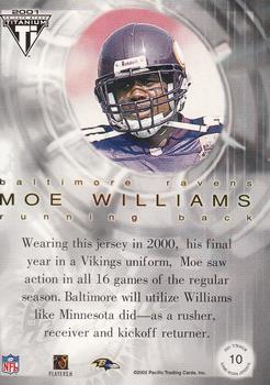 2001 Pacific Private Stock Titanium Postseason Edition - Jerseys #10 Moe Williams Back