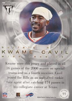 2001 Pacific Private Stock Titanium Postseason Edition - Jerseys #11 Kwame Cavil Back