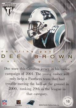 2001 Pacific Private Stock Titanium Postseason Edition - Jerseys #16 Dee Brown Back