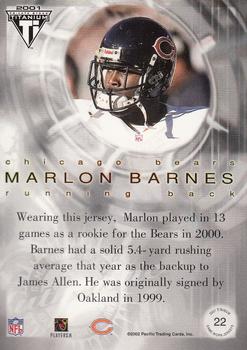 2001 Pacific Private Stock Titanium Postseason Edition - Jerseys #22 Marlon Barnes Back