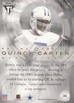 2001 Pacific Private Stock Titanium Postseason Edition - Jerseys #38 Quincy Carter Back