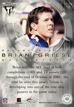 2001 Pacific Private Stock Titanium Postseason Edition - Jerseys #42 Brian Griese Back
