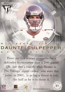 2001 Pacific Private Stock Titanium Postseason Edition - Jerseys #61 Daunte Culpepper Back