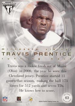 2001 Pacific Private Stock Titanium Postseason Edition - Jerseys #63 Travis Prentice Back