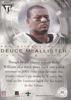 2001 Pacific Private Stock Titanium Postseason Edition - Jerseys #65 Deuce McAllister Back
