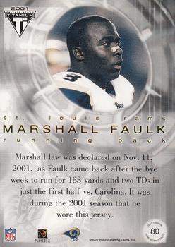 2001 Pacific Private Stock Titanium Postseason Edition - Jerseys #80 Marshall Faulk Back