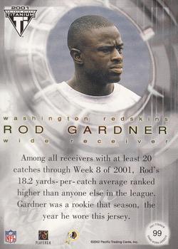 2001 Pacific Private Stock Titanium Postseason Edition - Jerseys #99 Rod Gardner Back