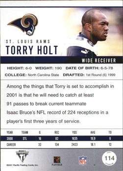 2001 Pacific Private Stock Titanium - Premiere Date #114 Torry Holt Back