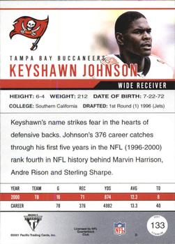 2001 Pacific Private Stock Titanium - Red #133 Keyshawn Johnson Back