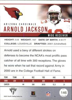 2001 Pacific Private Stock Titanium - Retail #146 Arnold Jackson Back