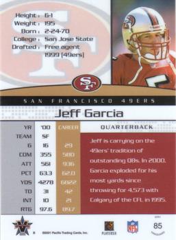 2001 Pacific Vanguard - Gold #85 Jeff Garcia Back
