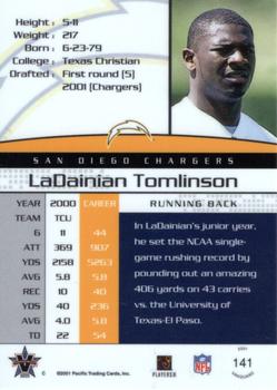 2001 Pacific Vanguard - Gold #141 LaDainian Tomlinson Back