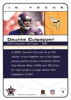 2001 Pacific Vanguard - In Focus #9 Daunte Culpepper Back