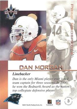 2001 Pacific Vanguard - Prime Prospects Bronze #3 Dan Morgan Back
