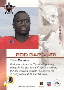 2001 Pacific Vanguard - Prime Prospects Bronze #35 Rod Gardner Back