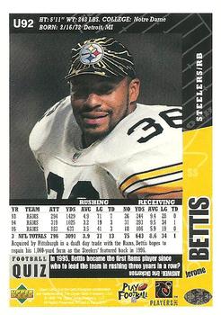 1996 Collector's Choice Update #U92 Jerome Bettis Back