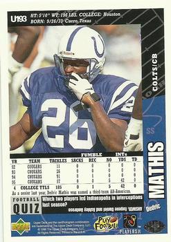 1996 Collector's Choice Update #U193 Dedric Mathis Back