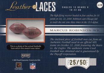 2001 Playoff Absolute Memorabilia - Leather and Laces Combos #LL19 Marcus Robinson Back