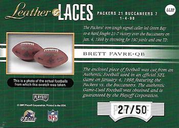 2001 Playoff Absolute Memorabilia - Leather and Laces Combos #LL22 Brett Favre Back