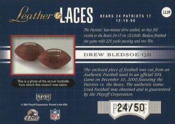 2001 Playoff Absolute Memorabilia - Leather and Laces Combos #LL29 Drew Bledsoe Back