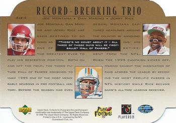 1996 Collector's Choice Update - Record Breaking Trio #4 Joe Montana / Dan Marino / Jerry Rice Back