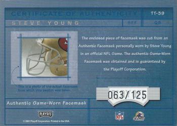 2001 Playoff Absolute Memorabilia - Tools of the Trade #TT-39 Steve Young Back