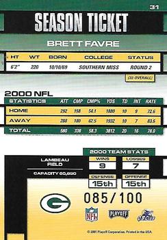 2001 Playoff Contenders - Championship Ticket #31 Brett Favre Back