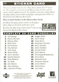 1996 Collector's Choice Update - Play Action Stick-Ums #S29 Terrell Davis Back