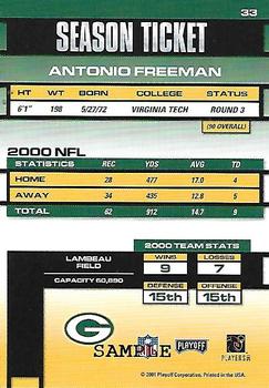 2001 Playoff Contenders - Samples Gold #33 Antonio Freeman Back