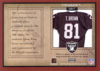 2001 Playoff Honors - Game Day Jerseys #GD-7 Tim Brown Back