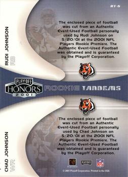 2001 Playoff Honors - Rookie Tandem Footballs #RT-6 Rudi Johnson / Chad Johnson Back