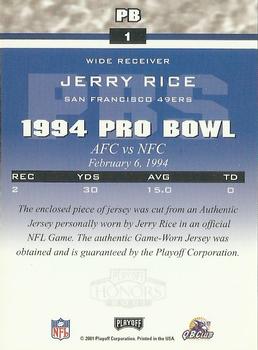 2001 Playoff Honors - Souvenirs #PB1 Jerry Rice Back