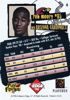 1996 Collector's Edge #4 Rob Moore Back