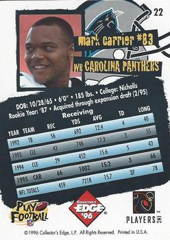 1996 Collector's Edge #22 Mark Carrier Back
