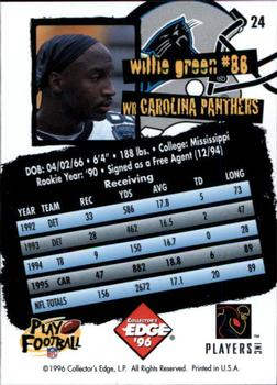1996 Collector's Edge #24 Willie Green Back