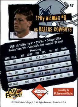 1996 Collector's Edge #57 Troy Aikman Back