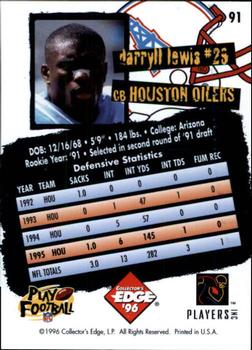 1996 Collector's Edge #91 Darryll Lewis Back