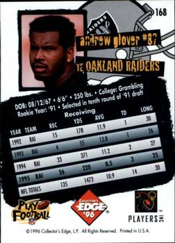 1996 Collector's Edge #168 Andrew Glover Back