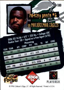 1996 Collector's Edge #180 Rodney Peete Back