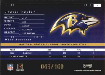 2001 Playoff Preferred - National Treasures Gold #3 Travis Taylor Back
